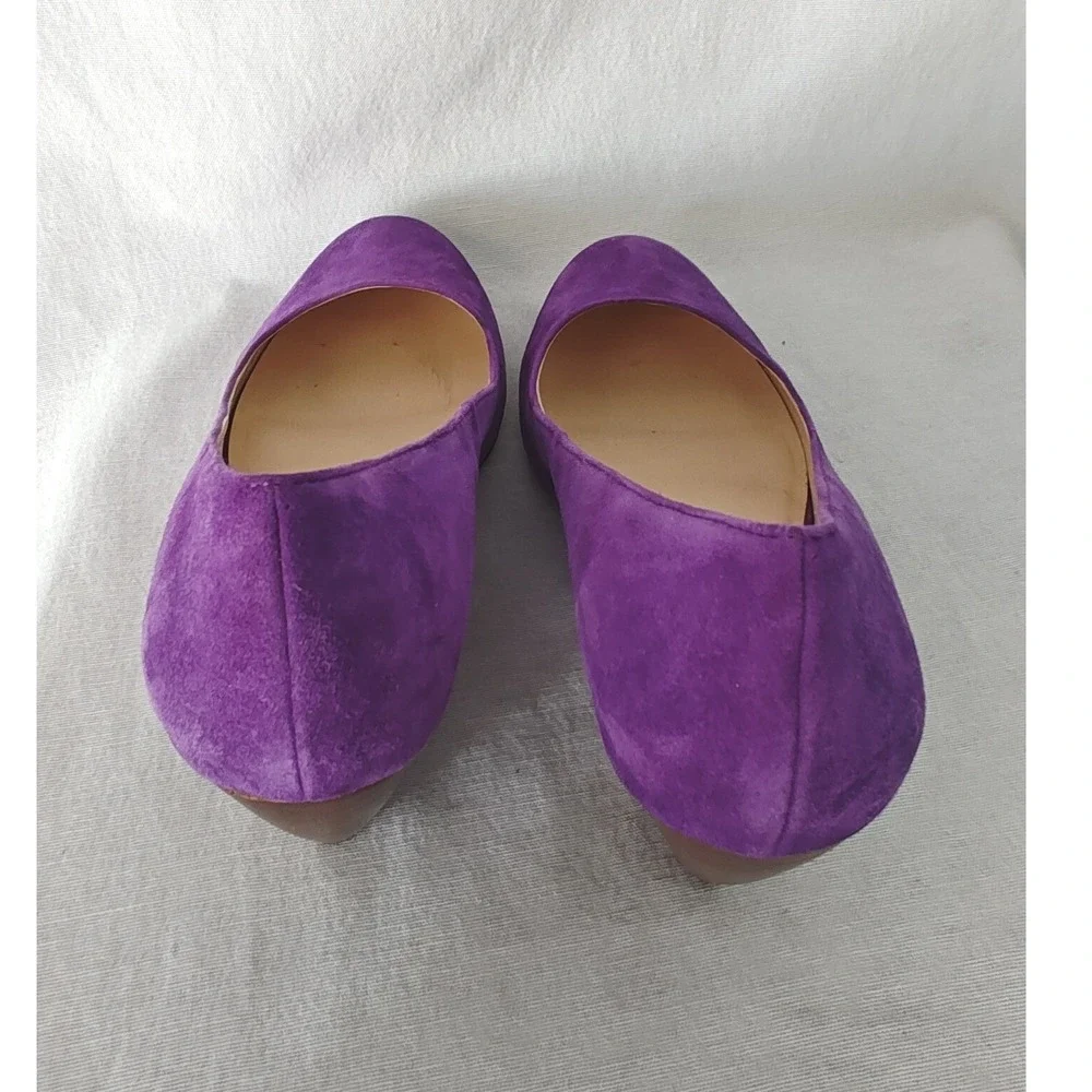 Cole Haan Air Lainey Wedge Pumps Purple Suede Round Toe Stacked Wood Heel 9B